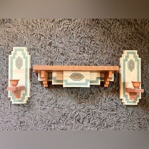 90s Burwood Aztec Shelf and Wall Sconces